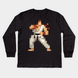 Ryu low-res pixelart Kids Long Sleeve T-Shirt
